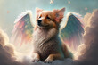 A dog with wings in the sky, symbolizing a life after death. Generative AI