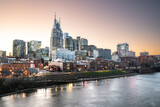 Fototapeta Nowy Jork - View of city of Nashville Tennessee with skyscrapers