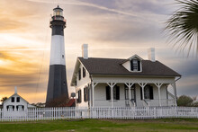 Sunset View Of The Historic Tybee Island Lighthouse From Tybee Island Georgia