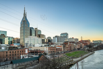 Fototapete - View of city of Nashville Tennessee with skyscrapers
