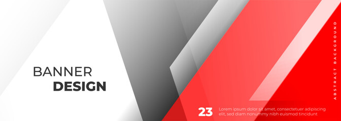 White and red modern abstract banner. White and red wide abstract background with geometric shapes. Vector illustration