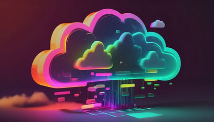 Wall Mural - Cloud Computing Creative Icon. Cloud Computing, Cloud Services, Cloud Solutions, 2D Rendering Icon, simple, High Quality, AI.