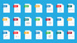 File format flat icon set. Document file icons vector set 10 eps.