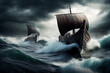 vikings ship in the sea
