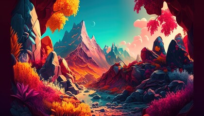 Colorful landscapes dreamy abstract art