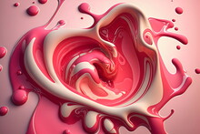 Swirls Of Strawberry Milkshake Liquid Background Created With Generative Ai	