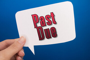 Aufkleber - Speech bubble in front of colored background with Past Due text.