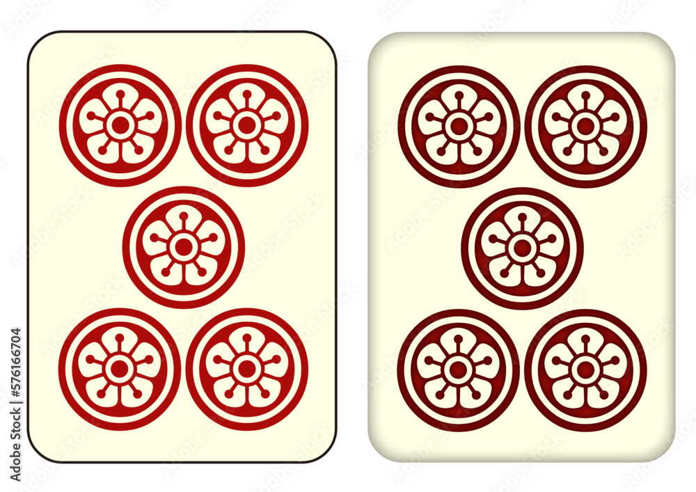 麻雀牌_伍筒／ウーピン_赤ドラ5 Stock Vector | Adobe Stock
