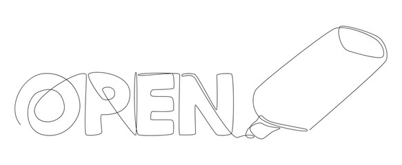 Poster - One continuous line of Open. Thin Line Illustration vector concept. Contour Drawing Creative ideas.
