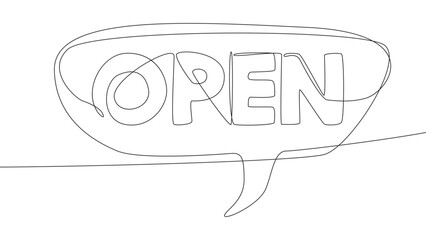 Poster - One continuous line of Open. Thin Line Illustration vector concept. Contour Drawing Creative ideas.
