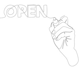 Poster - One continuous line of Open. Thin Line Illustration vector concept. Contour Drawing Creative ideas.