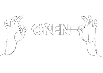 Poster - One continuous line of Open. Thin Line Illustration vector concept. Contour Drawing Creative ideas.