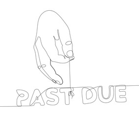 Poster - One continuous line of Past Due. Thin Line Illustration vector concept. Contour Drawing Creative ideas.
