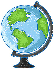 Sticker - Globe pencil colour child scribble style