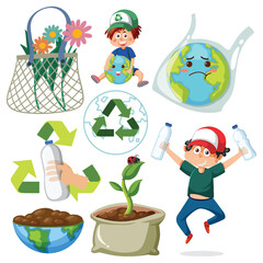 Wall Mural - Save the earth graphics and icons collection
