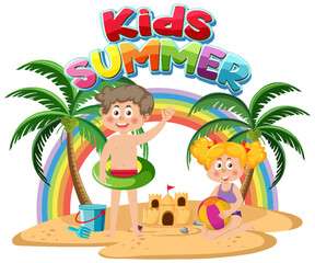 Wall Mural - Summer kids on the beach