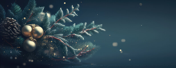 Wall Mural - marry christmas and happy new year 2024 background template illustration. copy space, banner. generative ai