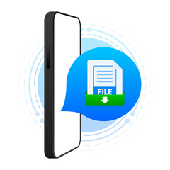 Fototapete - Document File Download on device screen. Document icon. Downloading files concepts. Vector illustration.