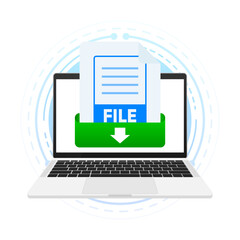 Fototapete - Document File Download on device screen. Document icon. Downloading files concepts. Vector illustration.