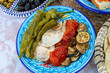 Plat typique tunisien Kafteji, plat de gastronomie tunisienne à base d'oeufs , de thon rouge, poivron, harissa , huile d'olive et d'autres legumes, Tunisian sandwich
