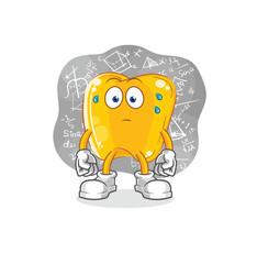 Sticker - gold teeth thinking hard vector. cartoon character