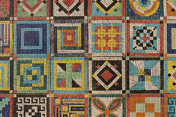 Aufkleber - Colorful mosaic pattern on floor surface. Architecture abstract background