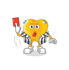 Sticker - gold teeth referee with red card illustration. character vector