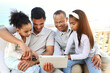 © Allistair F/peopleimages.com - Tablet, black family and kids with online video, movies or cartoon together for love, learning and bonding. Happy fathers day, relax and children watch film or show on digital technology for holiday