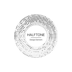 Aufkleber - Halftone circle frame, black dots pattern border