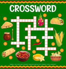 Aufkleber - Mexican cuisine food crossword grid worksheet quiz