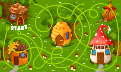 Wall Mural - Labyrinth maze with fairytale cartoon houses