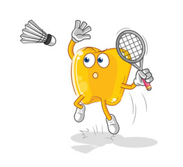 Poster - gold teeth smash at badminton cartoon. cartoon mascot vector