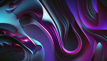 3D abstract colorful abstract wave background, Fluid organic wave with glass colorful gradient material