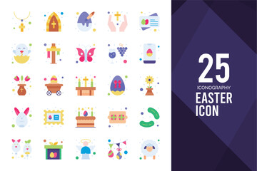 Naklejka na meble 25 Easter Flat icon pack. vector illustration.