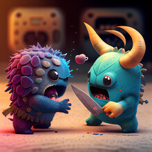 Cute Colorful Monster Fighting 