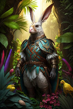 Wild Easter Celebrations: Bunny Hybrid Reigns Over The Jungle With Style - Generative Ai