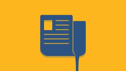 Canvas Print - Blue File document icon isolated on orange background. Checklist icon. Business concept. 4K Video motion graphic animation