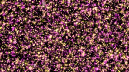 Wall Mural - pink and yellow blurred particles and shiny stars twinkle at 60fps on a 4k loop background.