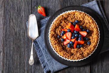 Canvas Print - cinnamon baked french toast pie with berries