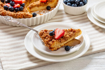 Canvas Print - cinnamon baked french toast pie with berries