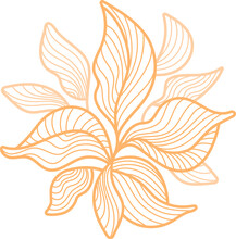 Art Line Leaves Symbol. Vector Golden Foliage In Minimalist Design. Artdeco Round Pattern