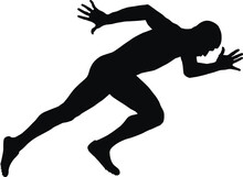Muscular Sprinter Runner Start Running Black Silhouette