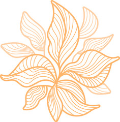 Wall Mural - Art line leaves symbol. Vector golden foliage in minimalist design. Artdeco round pattern