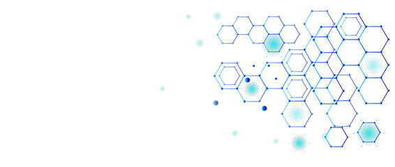 Scientific, technological molecular medical background.Genetic engineering and molecular structure, hexagon DNA network, science chemical and biotechnology concept, innovation technology, healthcare