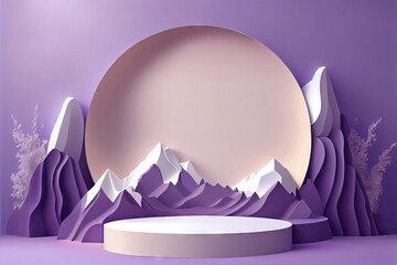 Poster - Abstract minimal scene with geometrical forms. Generative AI