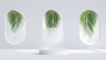 Wall Mural - white cylinder pedestal podium for product presentation. 3d rendering.