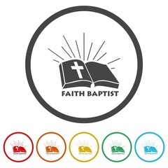 Sticker - Baptist Church symbol icons in color circle buttons