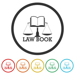 Poster - Law scale book logo design icons in color circle buttons