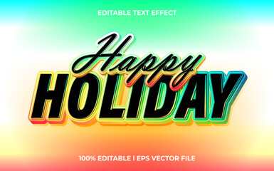 Poster - Happy holiday 3d text effect and editable text, template 3d style use for business tittle