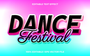 Poster - Dance festival 3d text effect and editable text, template 3d style use for business tittle